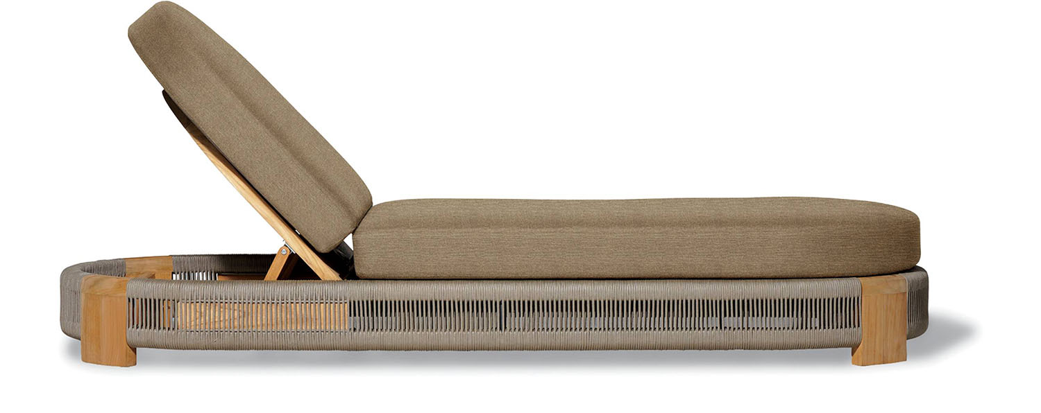 A wooden chak with a beige fabric cover.
