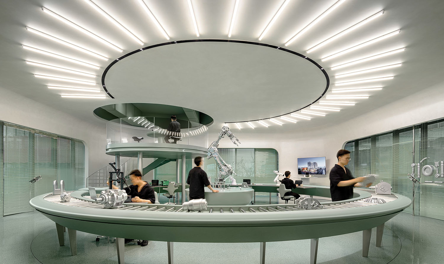 A large circular table.