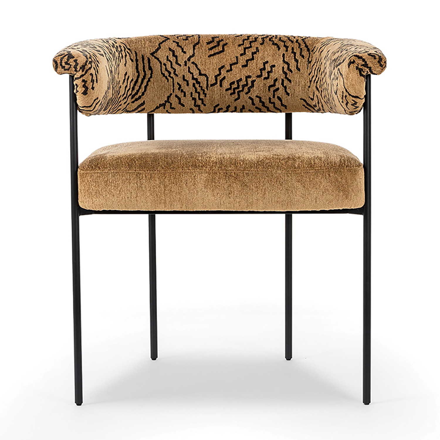 A chair with a tiger print on it