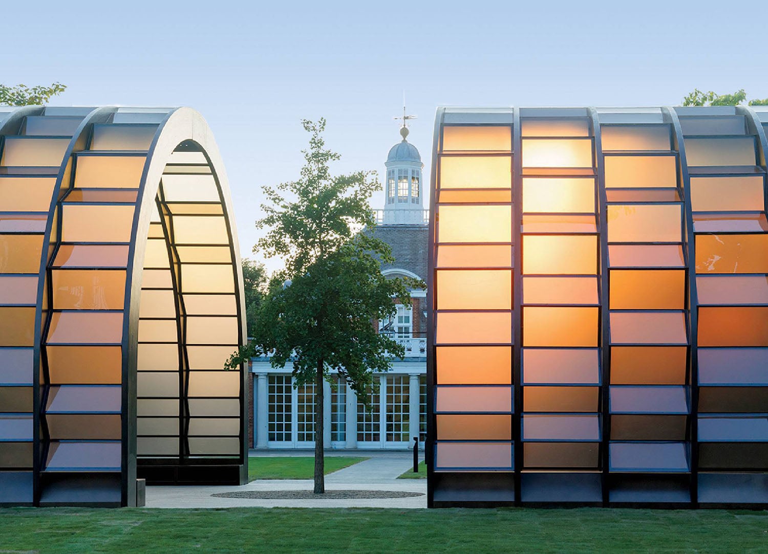 A group of large metal sculptures in a park.
