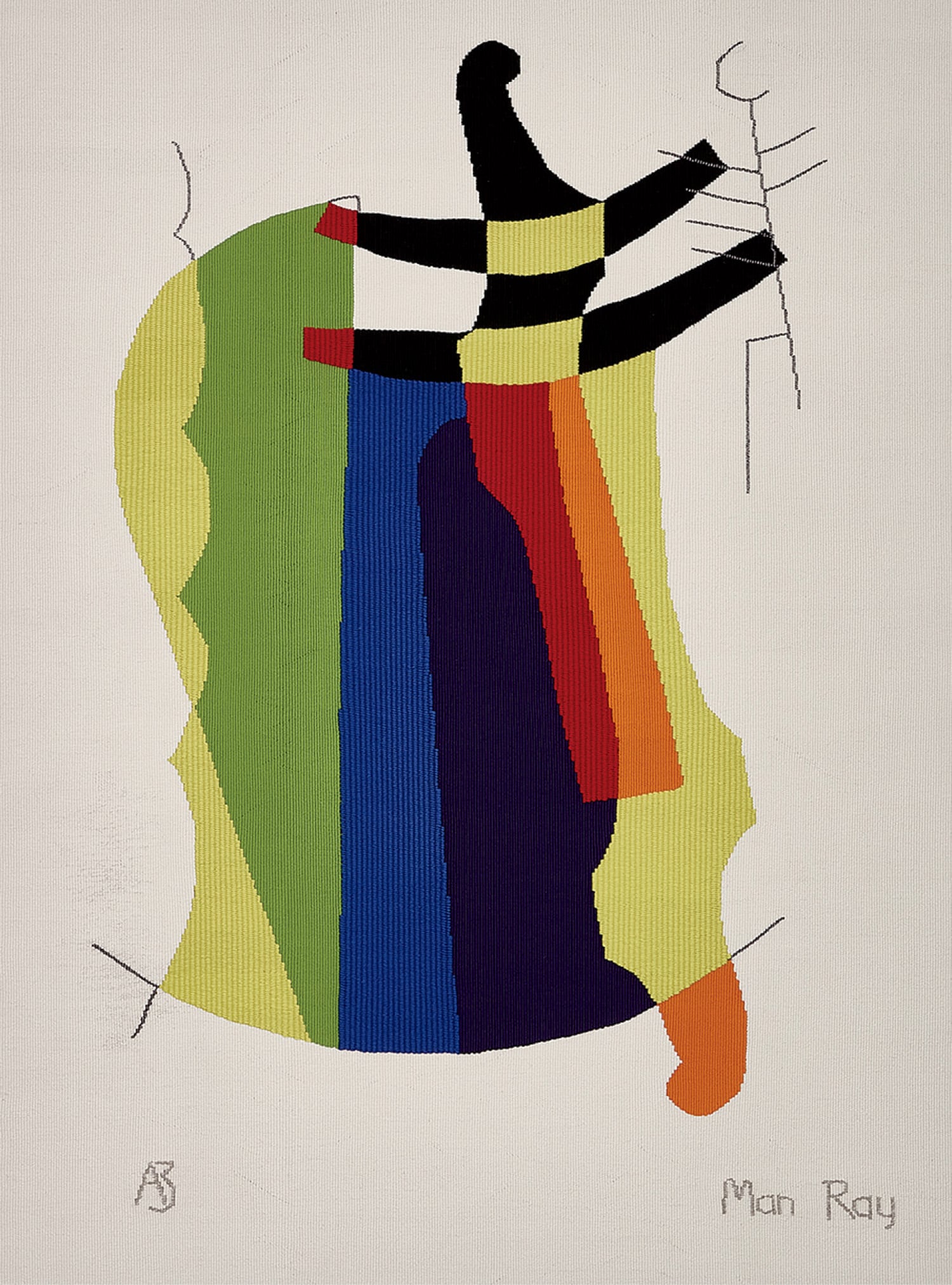 A painting of a person with a knife.