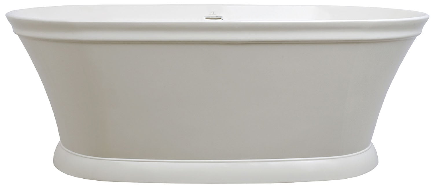 A white bath tub with a white base.