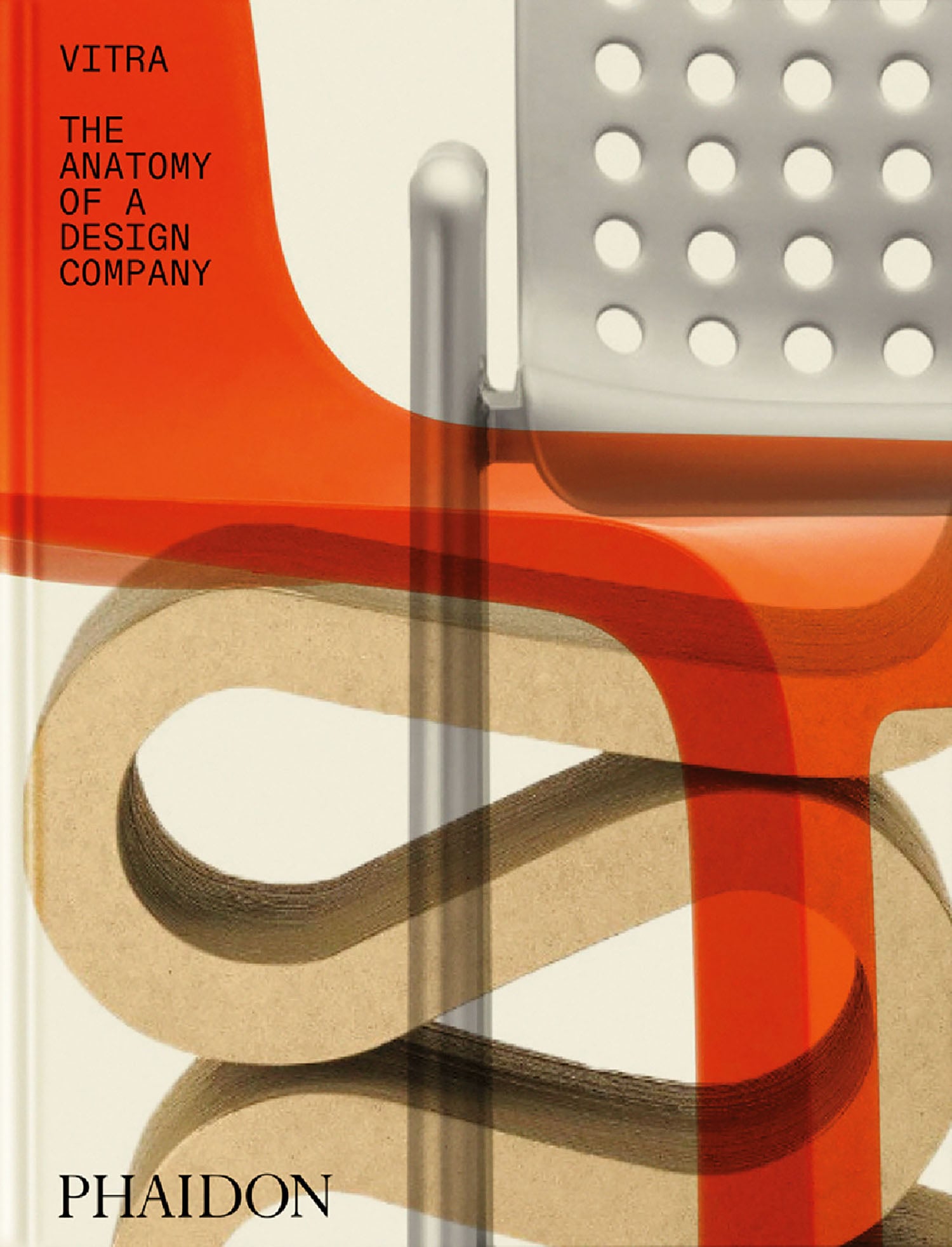 A chair with a red seat and a white chair.