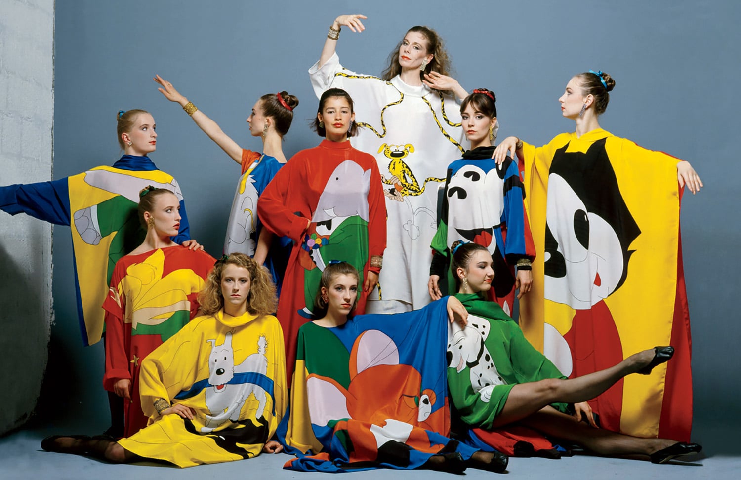 A group of people dressed in colorful clothing.