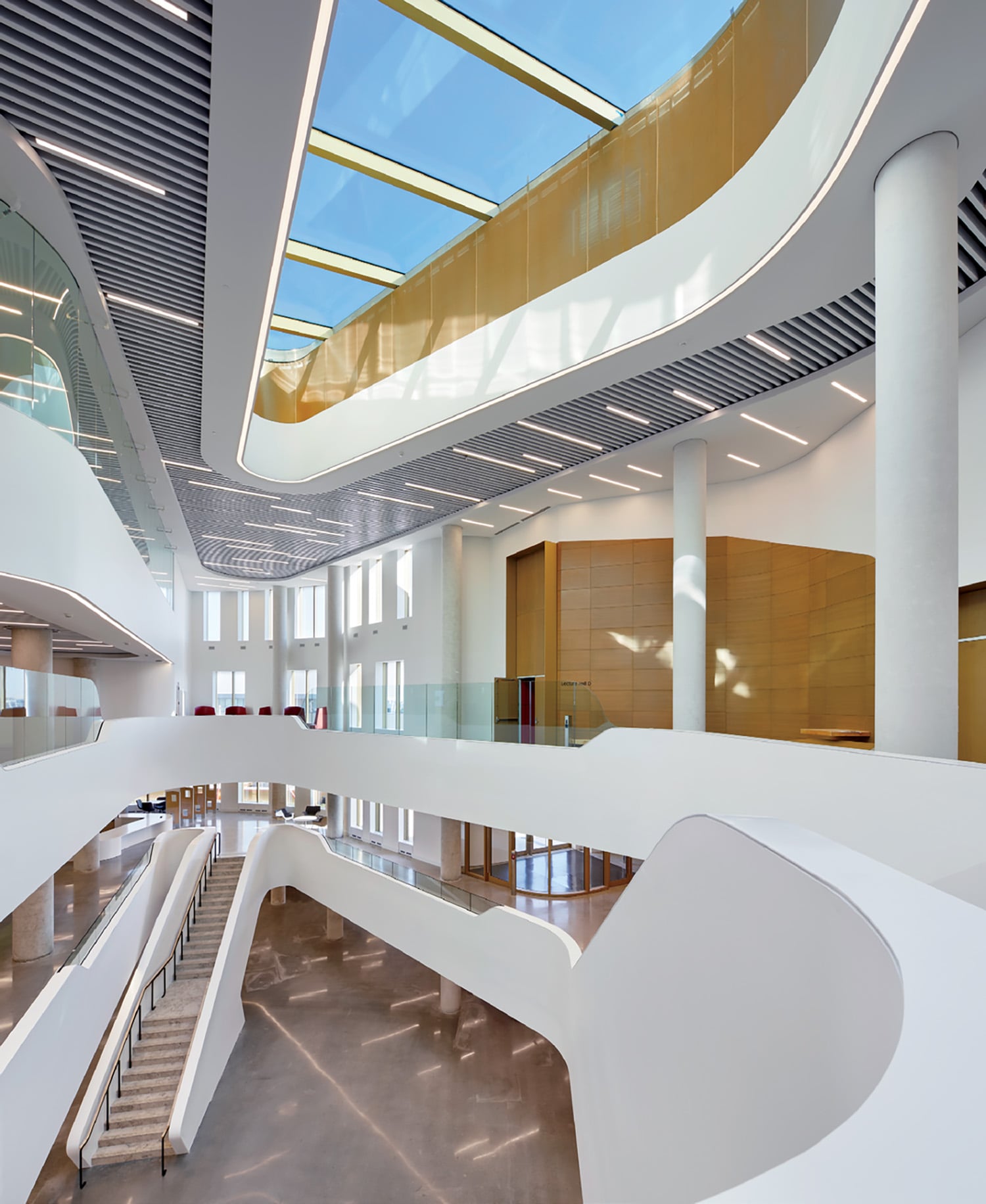 A large white building.