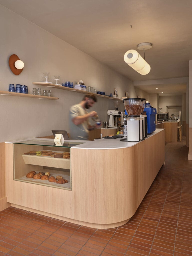 cafe counter in wood