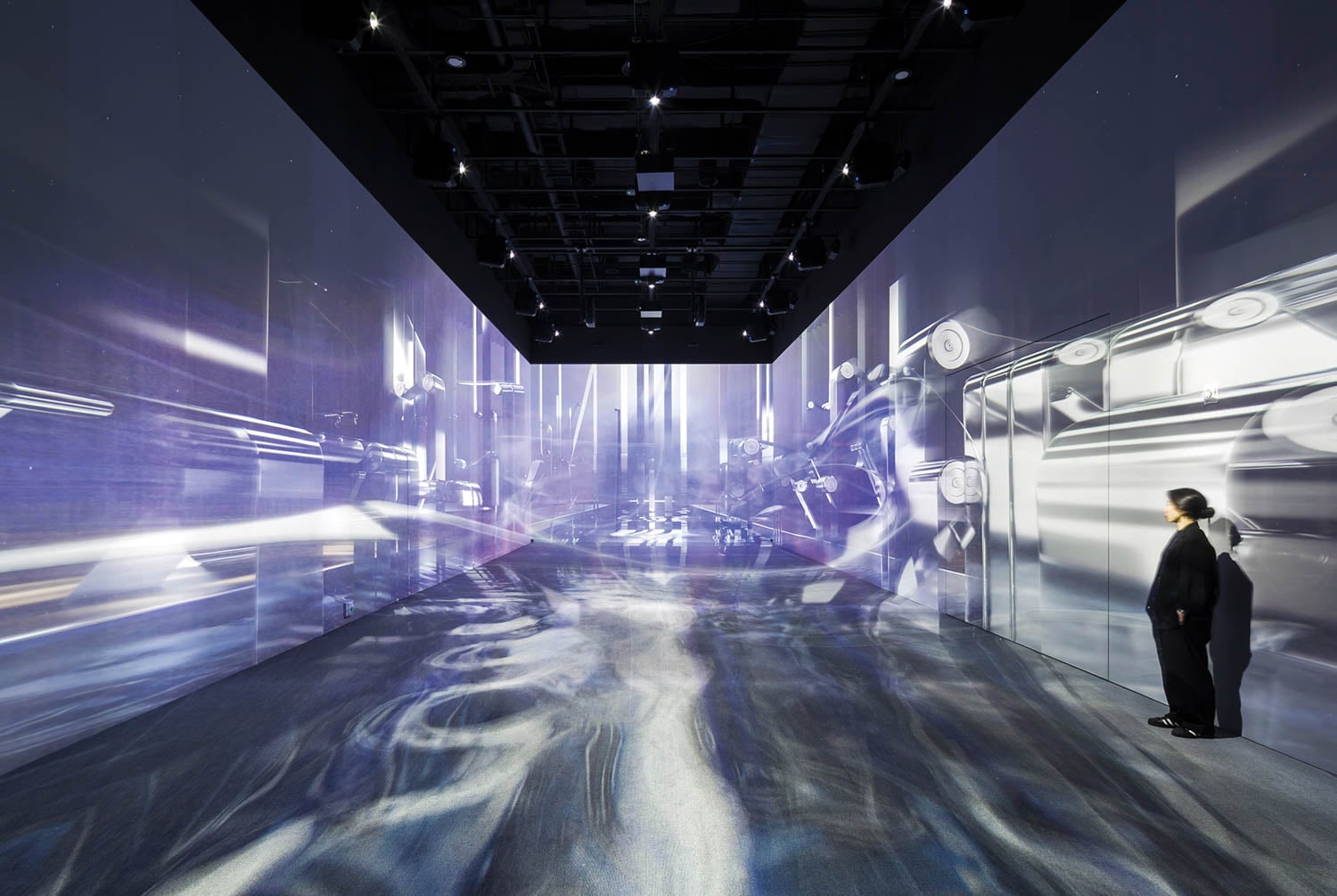 a moody blue and gray interior