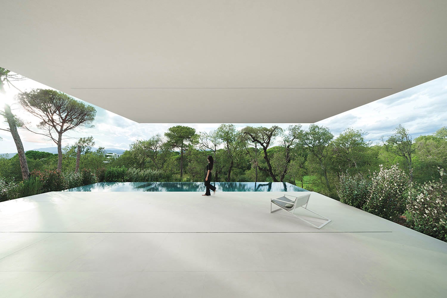 cement patio of modern house