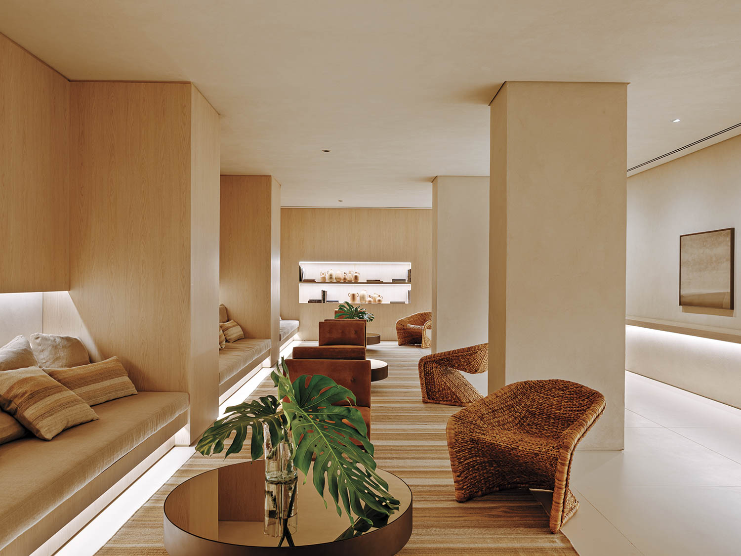 brown chairs in a sitting area