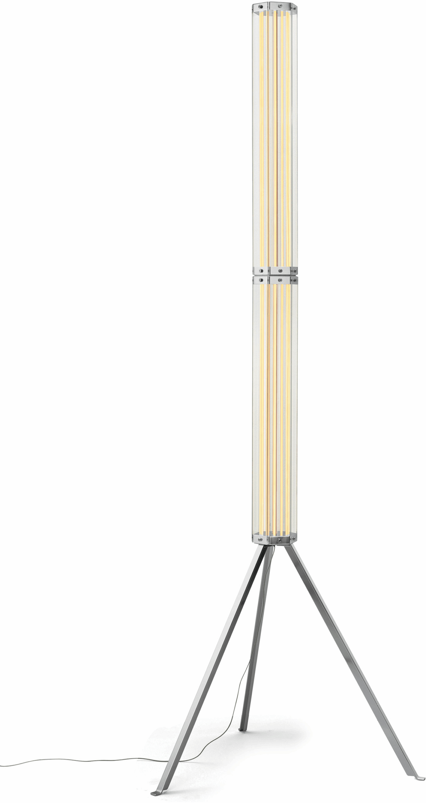 A lamp with a white base and a black base.